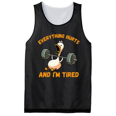 Everything Hurts And IM Tired Duck Funny Mesh Reversible Basketball Jersey Tank