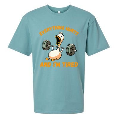 Everything Hurts And IM Tired Duck Funny Sueded Cloud Jersey T-Shirt