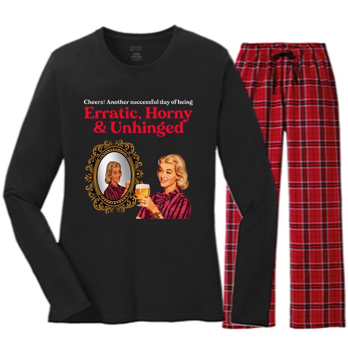 Erratic Horny And Unhinged Women's Long Sleeve Flannel Pajama Set 