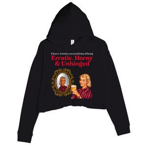 Erratic Horny And Unhinged Crop Fleece Hoodie