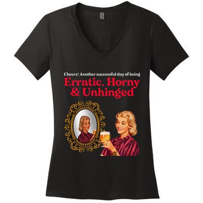 Erratic Horny And Unhinged Women's V-Neck T-Shirt