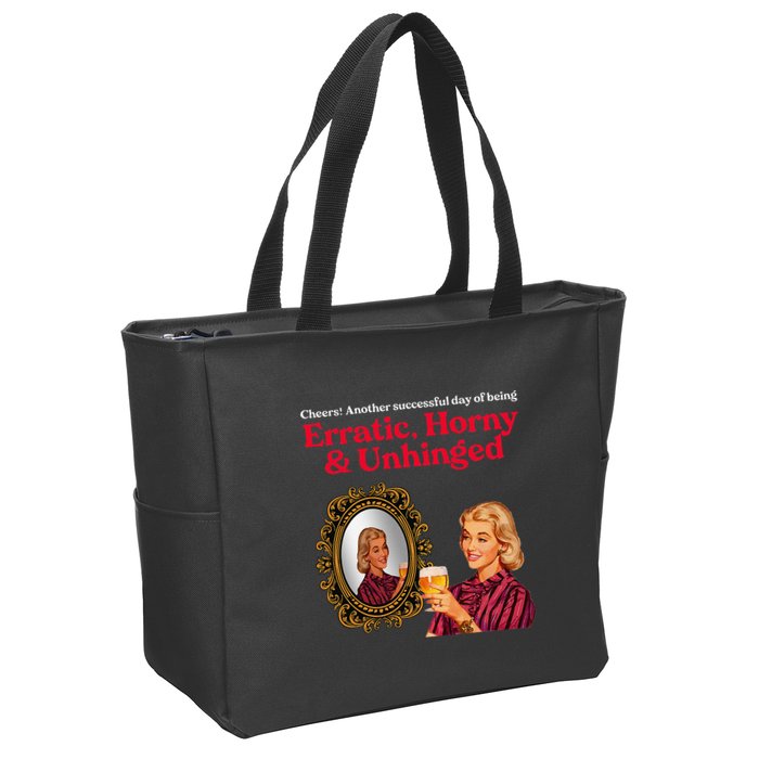 Erratic Horny And Unhinged Zip Tote Bag