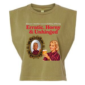 Erratic Horny And Unhinged Garment-Dyed Women's Muscle Tee