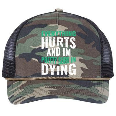 Everything Hurts And Sure I'm Dying Fitness Workout Gym Retro Rope Trucker Hat Cap