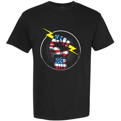 Electrician Hero American Flag Electrical Worker Garment-Dyed Heavyweight T-Shirt