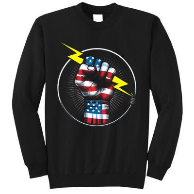 Electrician Hero American Flag Electrical Worker Sweatshirt