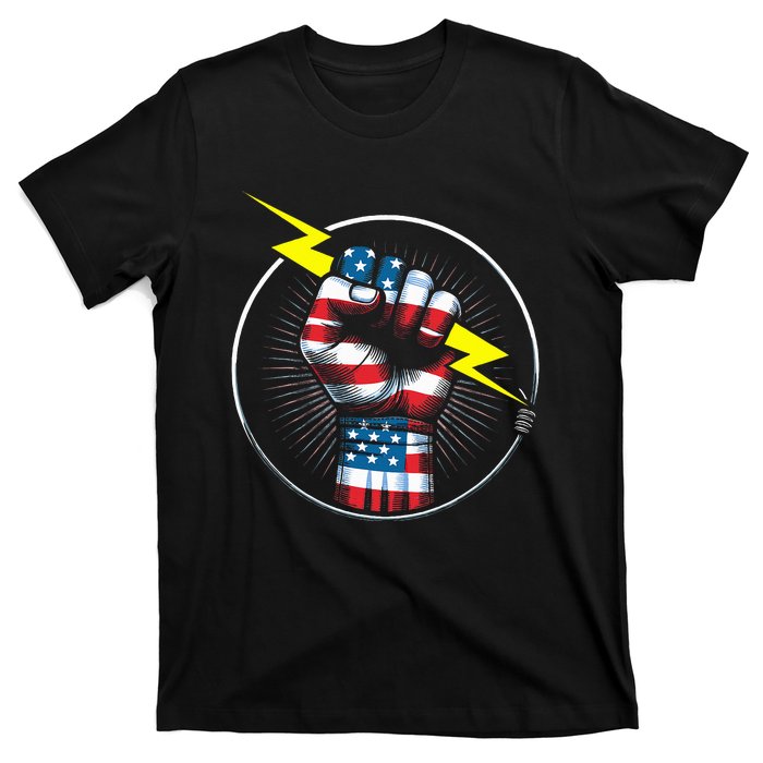 Electrician Hero American Flag Electrical Worker T-Shirt