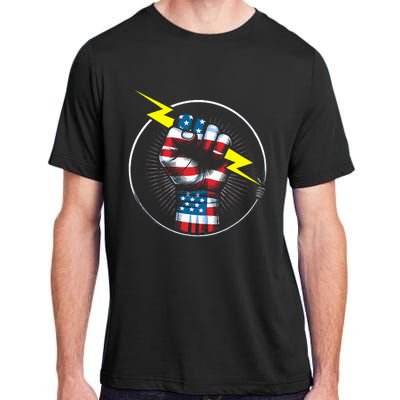 Electrician Hero American Flag Electrical Worker Adult ChromaSoft Performance T-Shirt