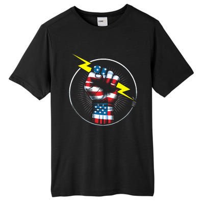 Electrician Hero American Flag Electrical Worker Tall Fusion ChromaSoft Performance T-Shirt