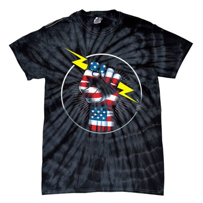 Electrician Hero American Flag Electrical Worker Tie-Dye T-Shirt