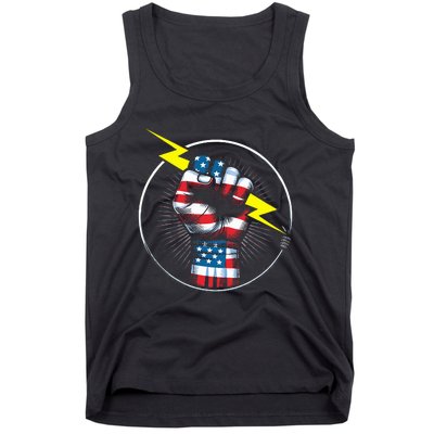 Electrician Hero American Flag Electrical Worker Tank Top