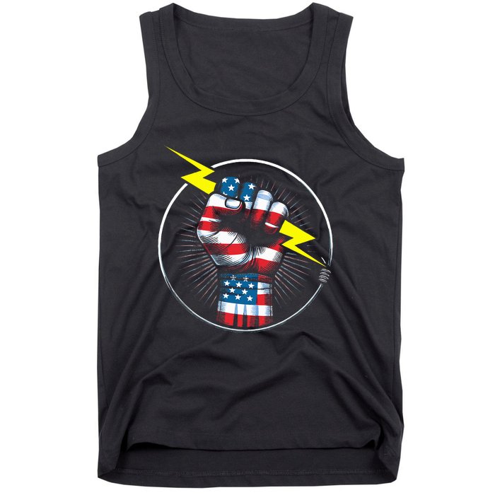 Electrician Hero American Flag Electrical Worker Tank Top