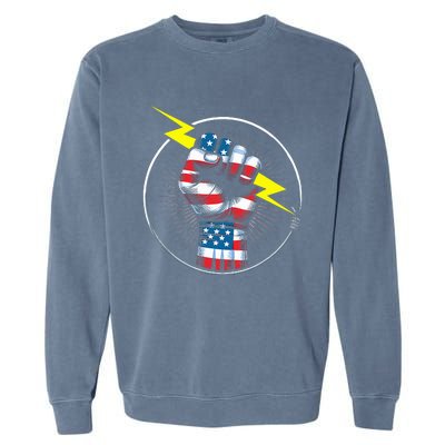 Electrician Hero American Flag Electrical Worker Garment-Dyed Sweatshirt