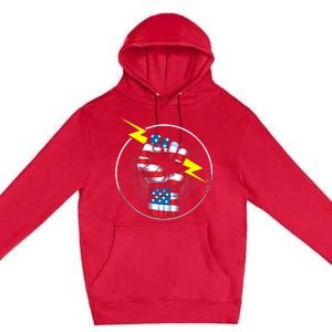 Electrician Hero American Flag Electrical Worker Premium Pullover Hoodie