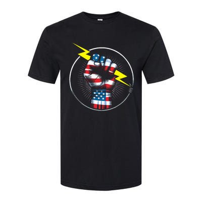 Electrician Hero American Flag Electrical Worker Softstyle CVC T-Shirt