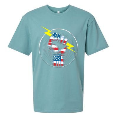 Electrician Hero American Flag Electrical Worker Sueded Cloud Jersey T-Shirt