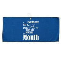 Everyone Has A Plan Until They Get Punched In The Mouth Large Microfiber Waffle Golf Towel