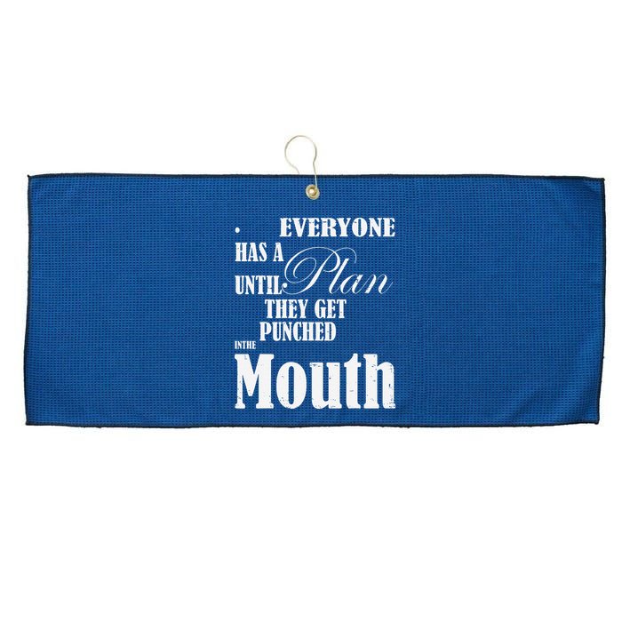 Everyone Has A Plan Until They Get Punched In The Mouth Large Microfiber Waffle Golf Towel