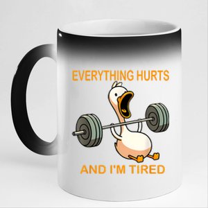 Everything Hurts And IM Tired Duck 11oz Black Color Changing Mug