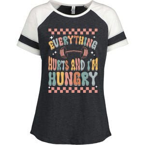 Everything Hurts And IM Hungry Gym Workout Funny Enza Ladies Jersey Colorblock Tee