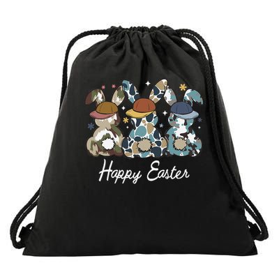 Egg Hunter Bunny Camo Hunter Bunny Happy Easter Drawstring Bag