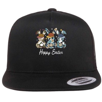 Egg Hunter Bunny Camo Hunter Bunny Happy Easter Flatbill Hat