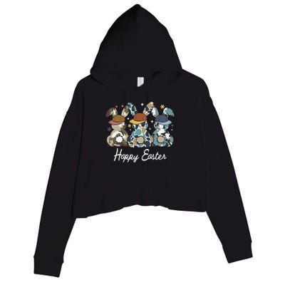 Egg Hunter Bunny Camo Hunter Bunny Happy Easter Crop Fleece Hoodie