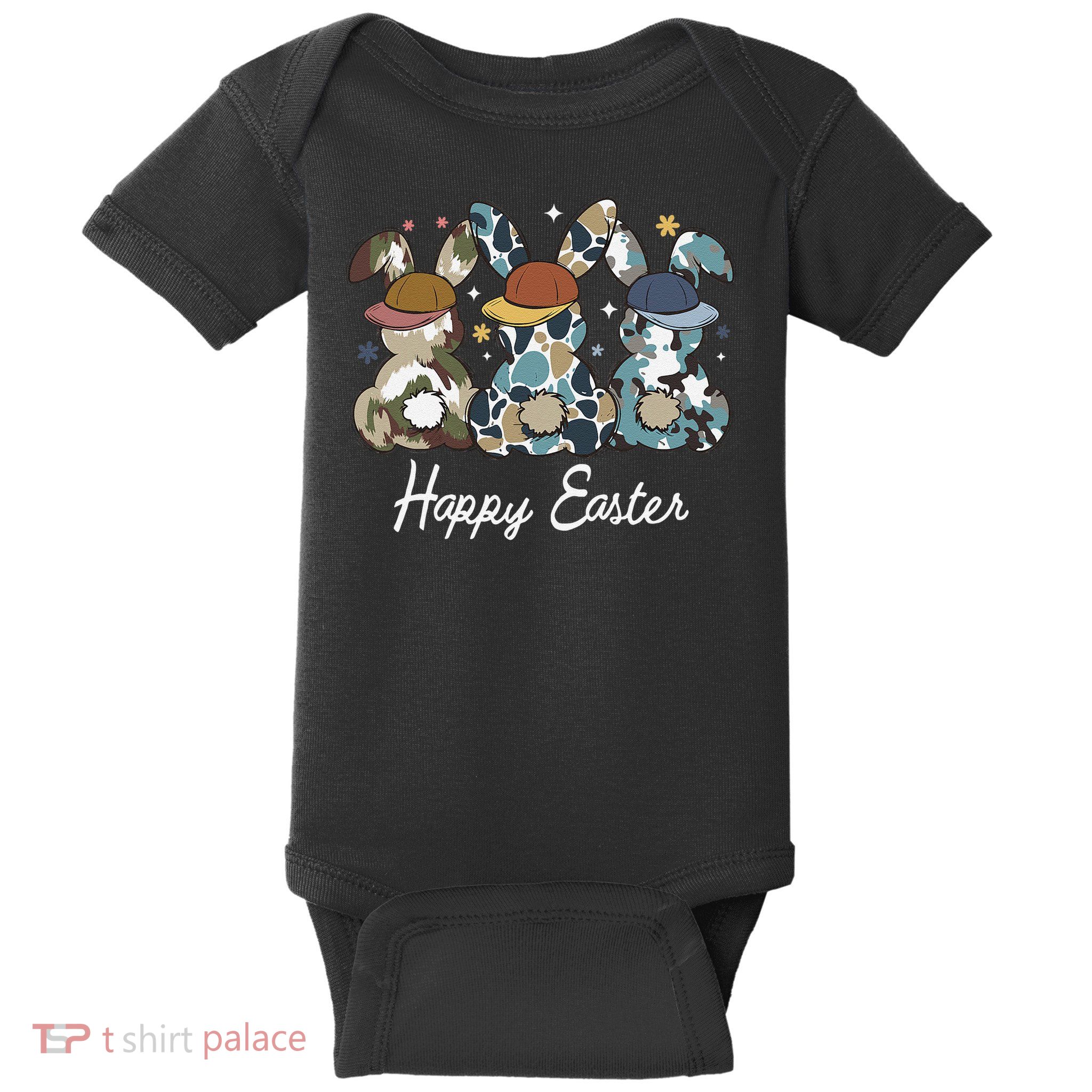 Egg Hunter Bunny Camo Hunter Bunny Happy Easter Baby Bodysuit