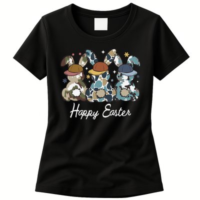Egg Hunter Bunny Camo Hunter Bunny Happy Easter Womens T-Shirt