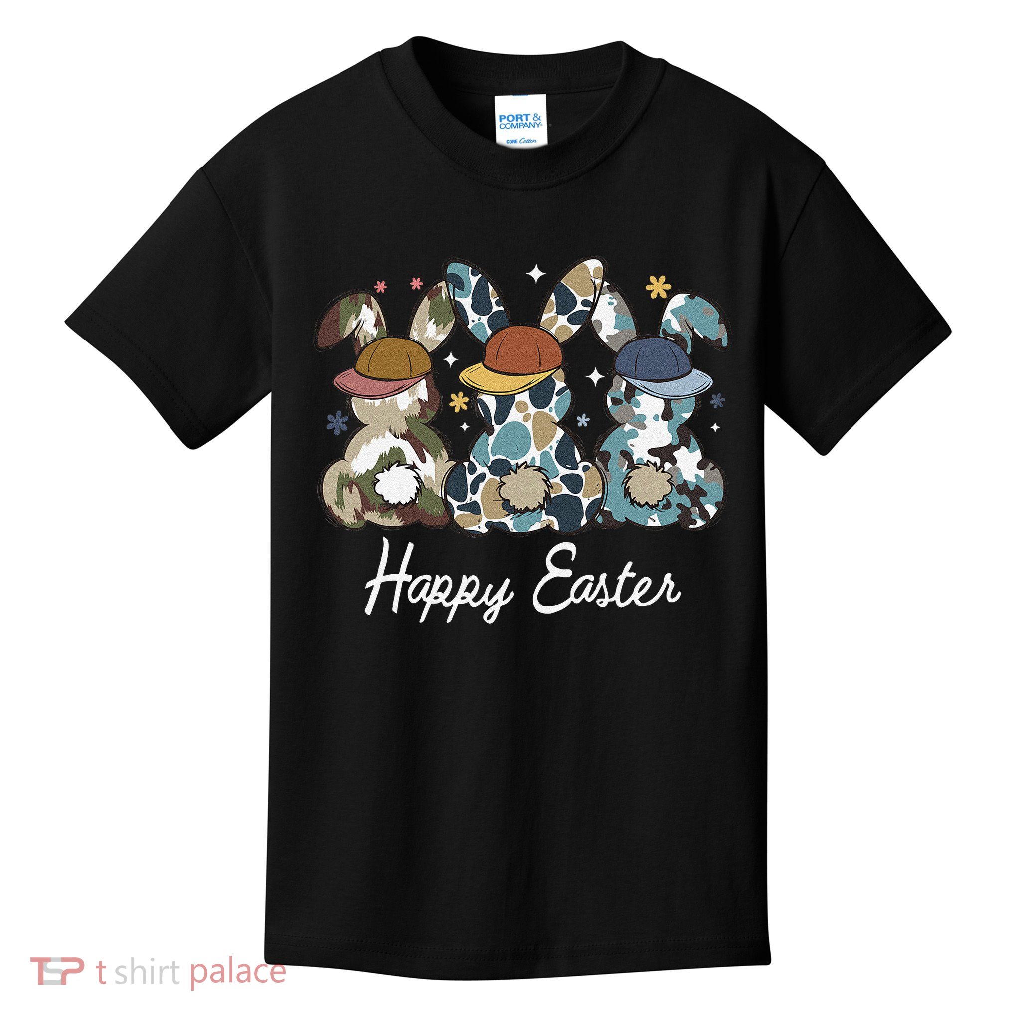 Egg Hunter Bunny Camo Hunter Bunny Happy Easter Kids T-Shirt