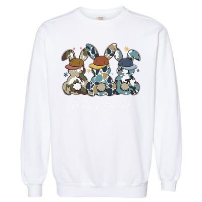 Egg Hunter Bunny Camo Hunter Bunny Happy Easter Garment-Dyed Sweatshirt