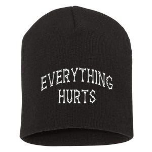 Everything Hurts Bone Letters Short Acrylic Beanie