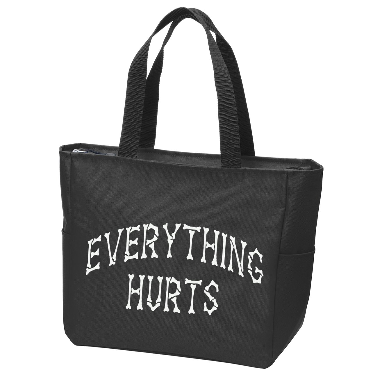 Everything Hurts Bone Letters Zip Tote Bag