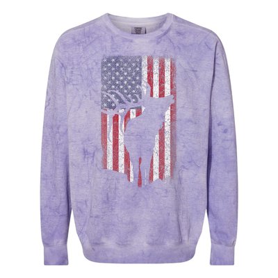 Elk Hunting Bugling Bull Us Flag Colorblast Crewneck Sweatshirt