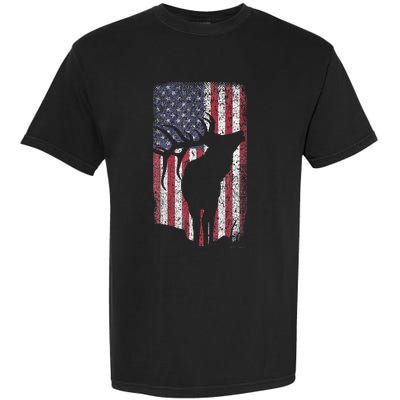 Elk Hunting Bugling Bull Us Flag Garment-Dyed Heavyweight T-Shirt