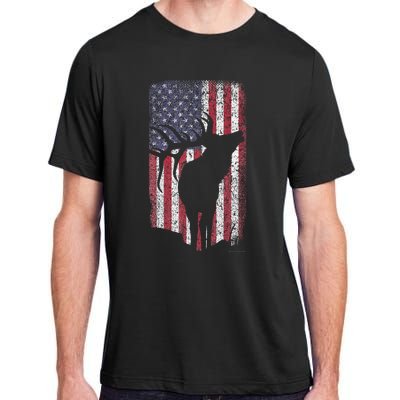 Elk Hunting Bugling Bull Us Flag Adult ChromaSoft Performance T-Shirt