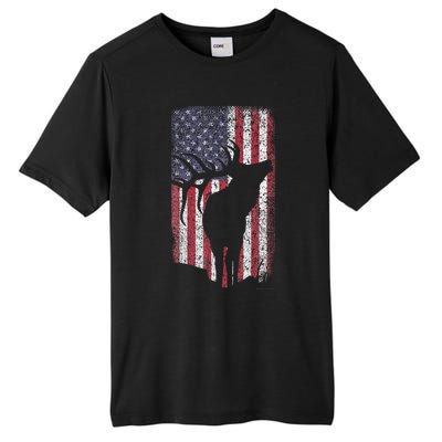 Elk Hunting Bugling Bull Us Flag Tall Fusion ChromaSoft Performance T-Shirt