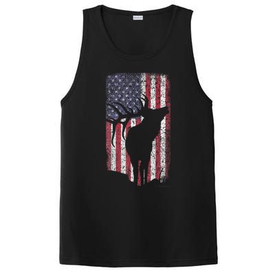 Elk Hunting Bugling Bull Us Flag PosiCharge Competitor Tank