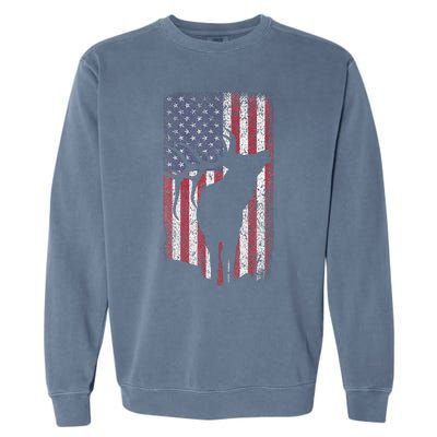 Elk Hunting Bugling Bull Us Flag Garment-Dyed Sweatshirt