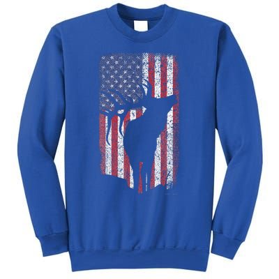 Elk Hunting Bugling Bull Us Flag Sweatshirt