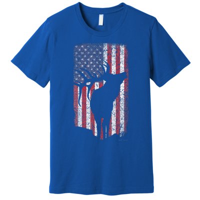 Elk Hunting Bugling Bull Us Flag Premium T-Shirt