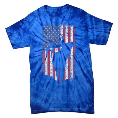 Elk Hunting Bugling Bull Us Flag Tie-Dye T-Shirt