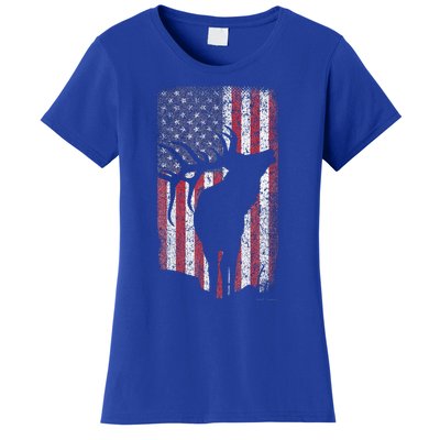 Elk Hunting Bugling Bull Us Flag Women's T-Shirt