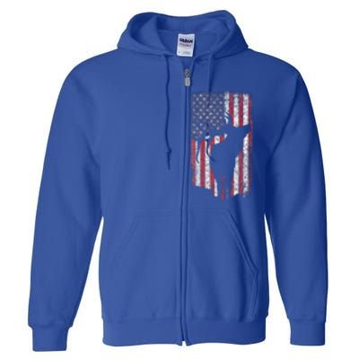 Elk Hunting Bugling Bull Us Flag Full Zip Hoodie