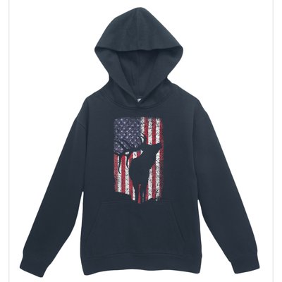 Elk Hunting Bugling Bull Us Flag Urban Pullover Hoodie