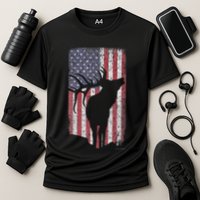 Elk Hunting Bugling Bull Us Flag American Retro Performance Shirt