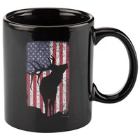 Elk Hunting Bugling Bull Us Flag American Retro 11oz C Handle Ceramic Mug