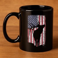 Elk Hunting Bugling Bull Us Flag American Retro 11oz C Handle Ceramic Mug