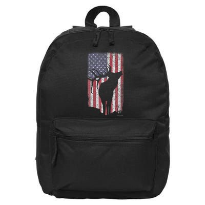 Elk Hunting Bugling Bull Us Flag American Retro 16 in Basic Backpack