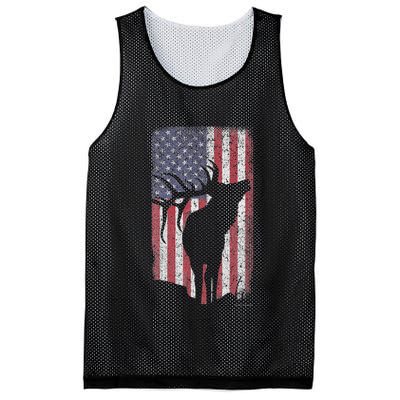 Elk Hunting Bugling Bull Us Flag American Retro Mesh Reversible Basketball Jersey Tank